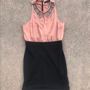 Pink and black dress with jeweled collar!